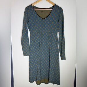 Horny Toad Blue and Gold Long Sleeve Dress organic cotton size small